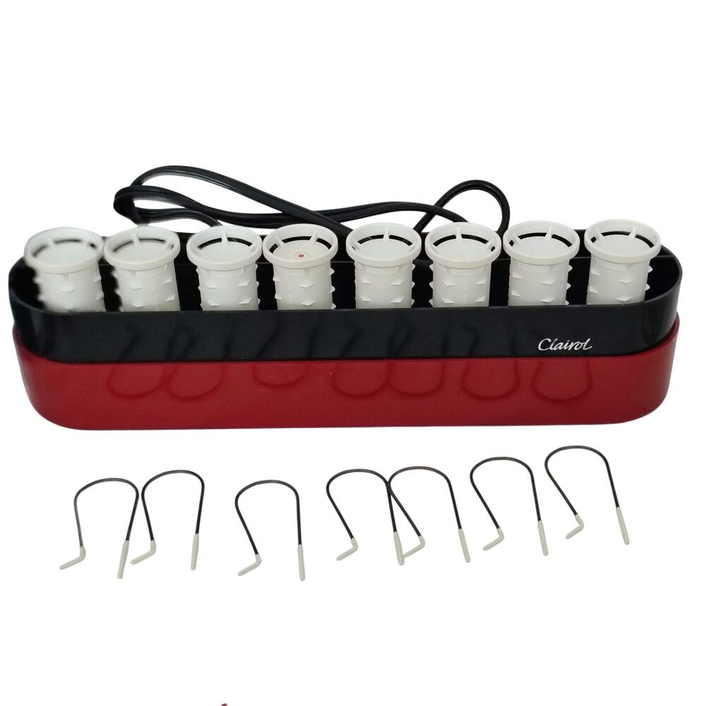 Vintage Clairol Hot Rollers Heated Styling 8 Rollers + 7 Hair Clips Model PTC-8